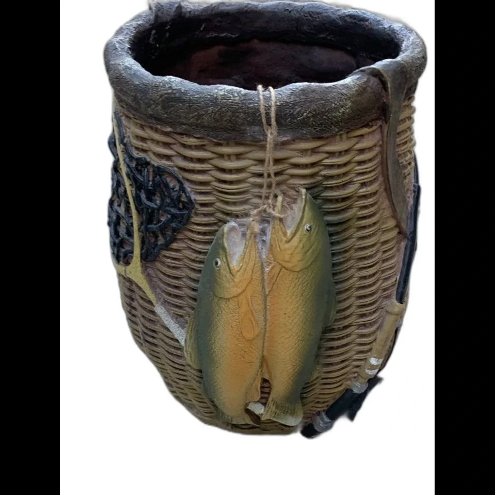 Vintage Fishing Theme Ceramic Multi Purpose Jar Container Decor 8